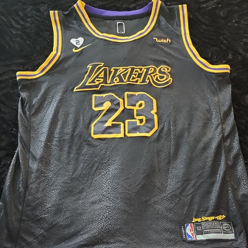 Nike Black and Gold Basketball Jersey